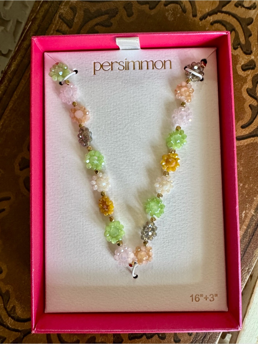 Persimmon Pastel Floral Cluster Necklace - Multicolor